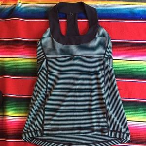 Lululemon blue striped racer back tank top